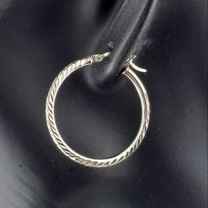 Diamond Cut Silver Hoop Earrings